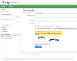 Google Adwords Keyword Tool